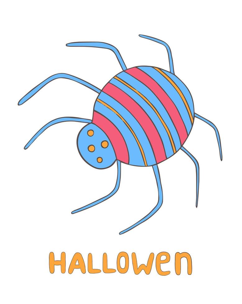 Groovy Halloween ragno vettore