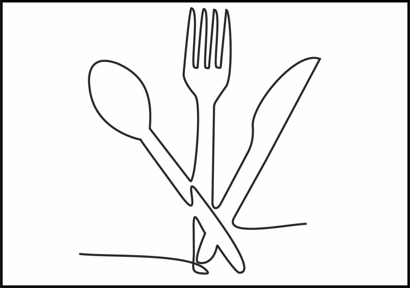 cucina logo continuo linea arte vettore