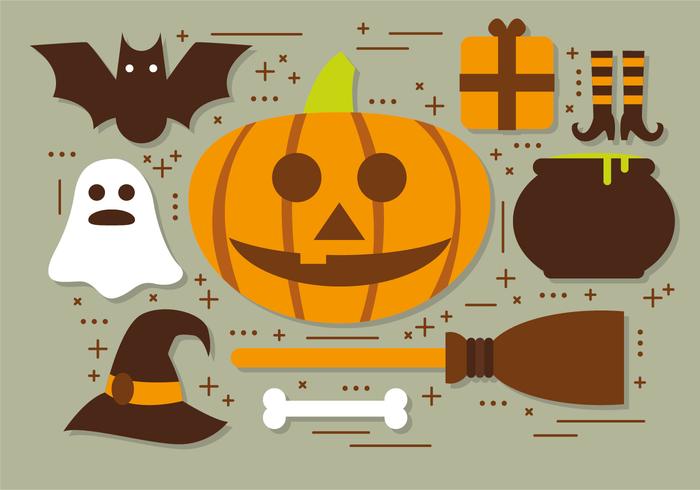 Raccolta di vettore degli elementi di Halloween della zucca