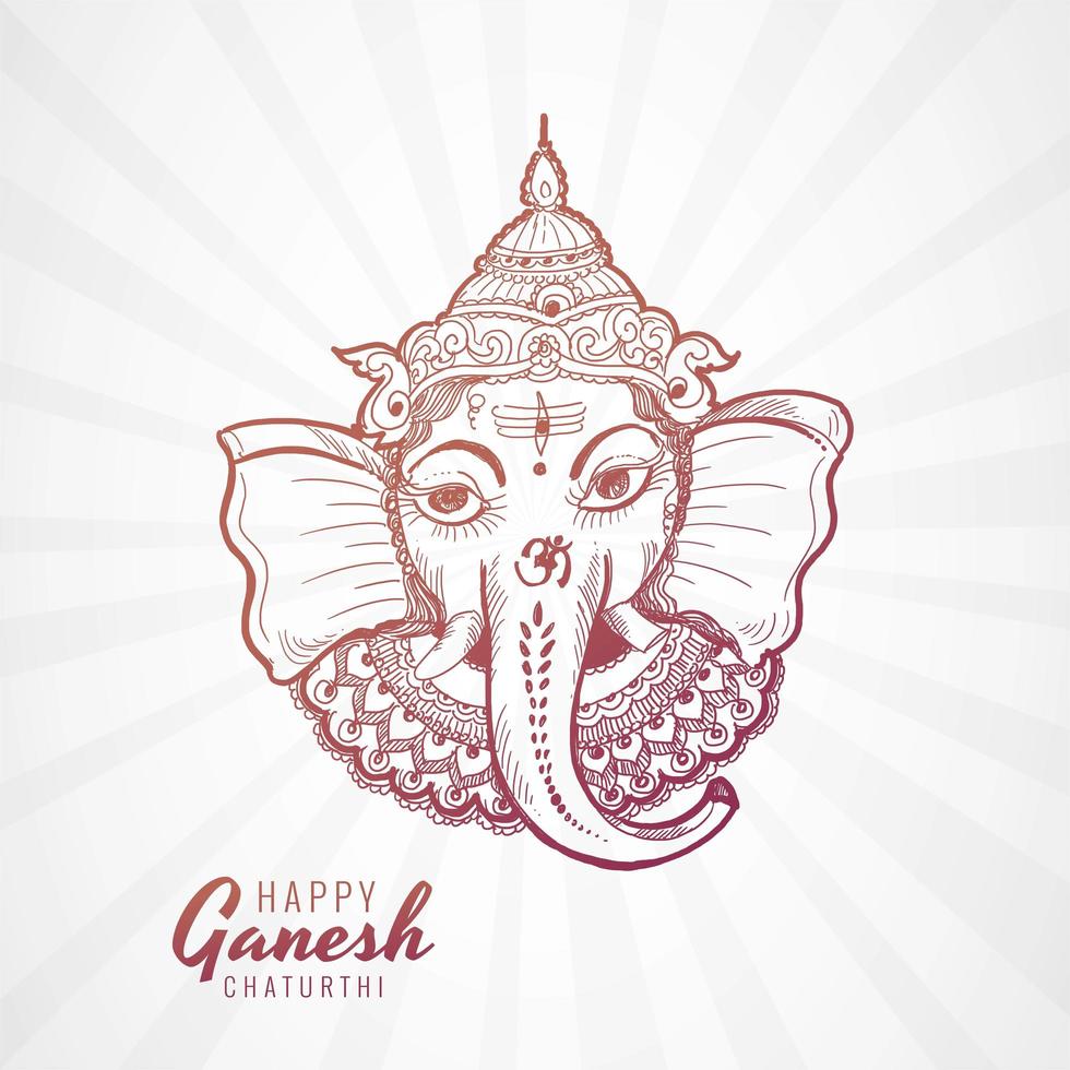 ganesh chaturthi faccia in arte schizzo senza colore vettore