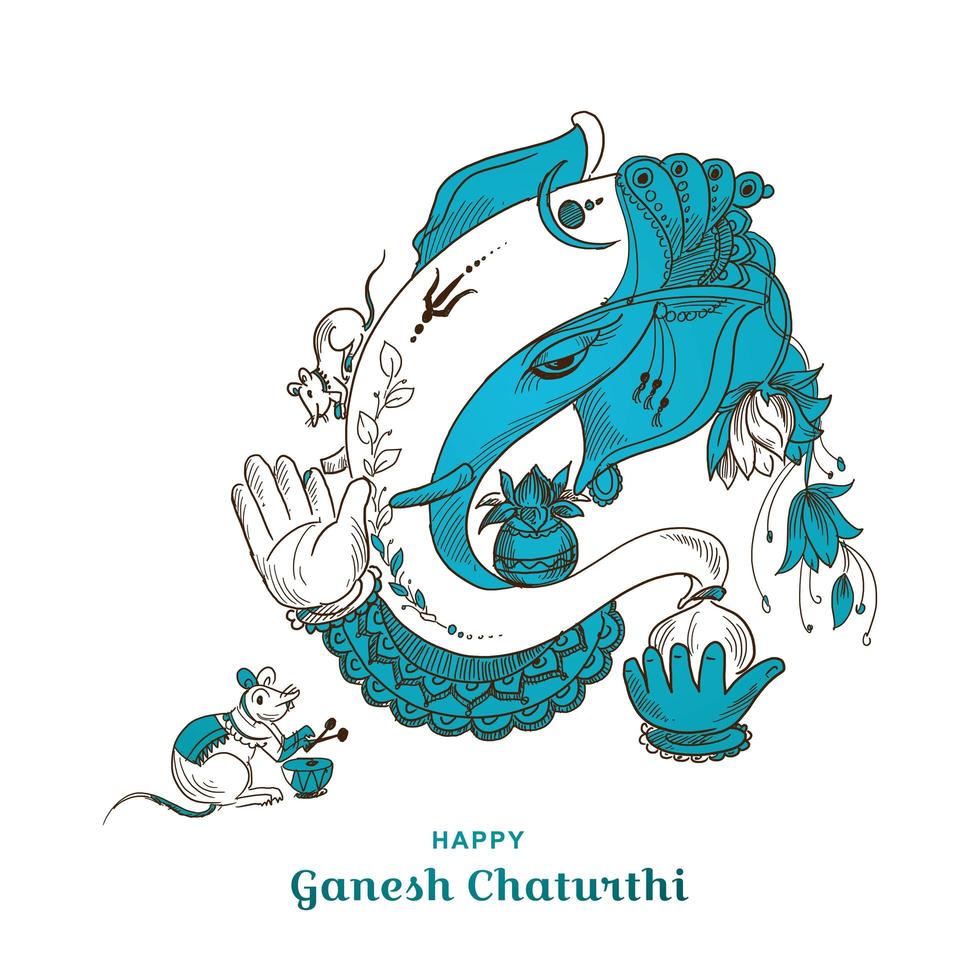 sfondo bianco, blu ganesh chaturthi festival indiano carta vettore