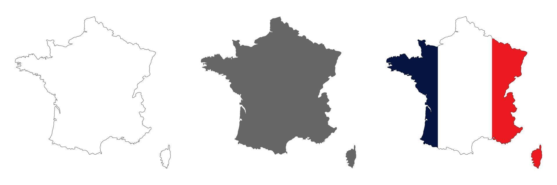 mappa della francia altamente dettagliata con bordi isolati su sfondo vettore