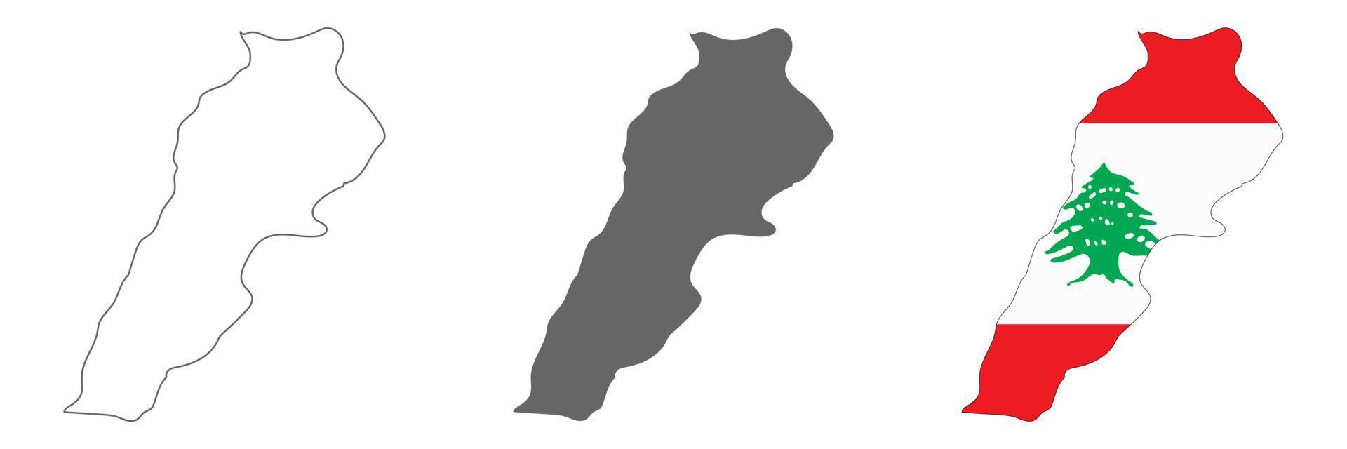 Mappa del Libano altamente dettagliata con bordi isolati su sfondo vettore