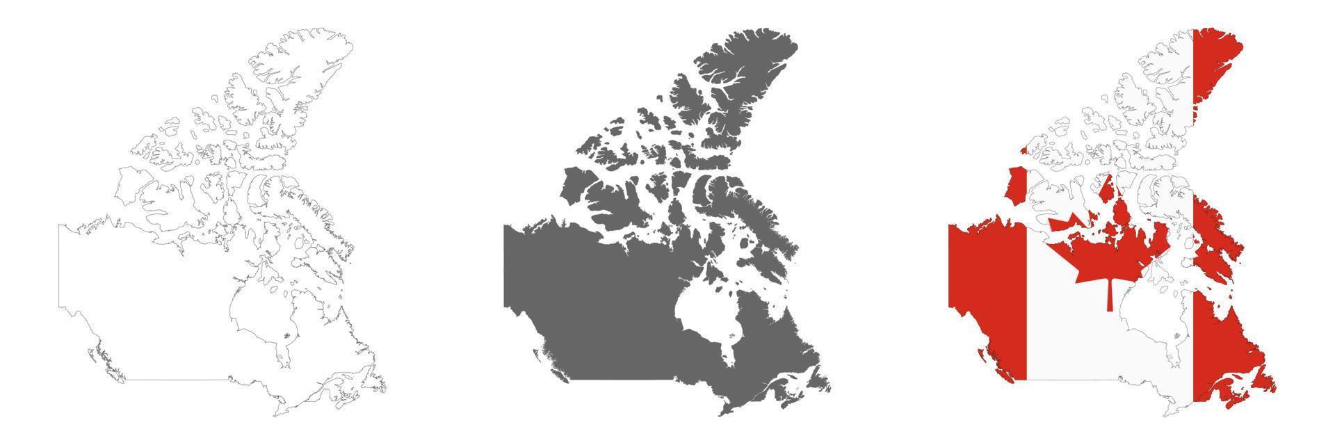 mappa del canada altamente dettagliata con bordi isolati su sfondo vettore