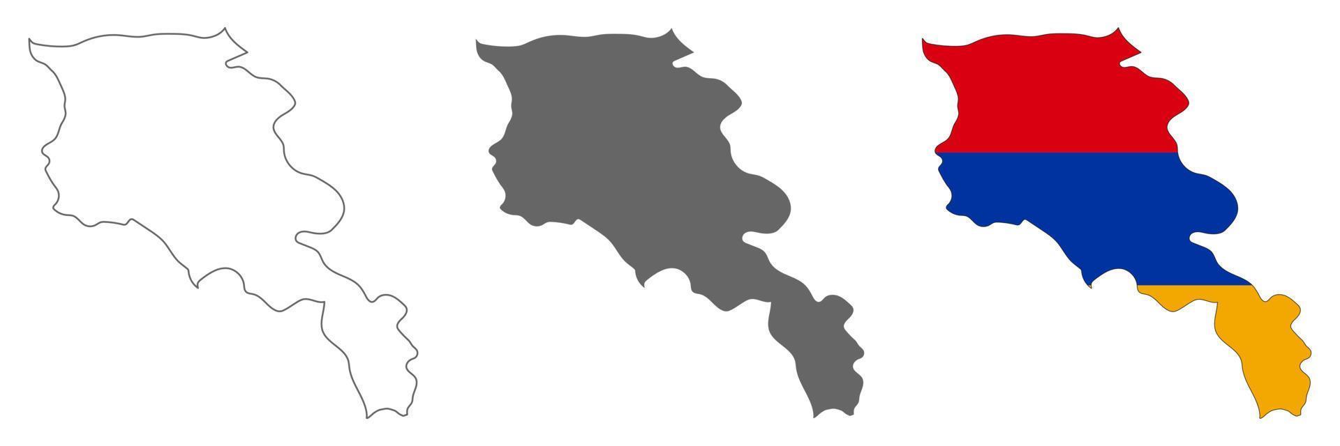 mappa dell'Armenia altamente dettagliata con bordi isolati su sfondo vettore