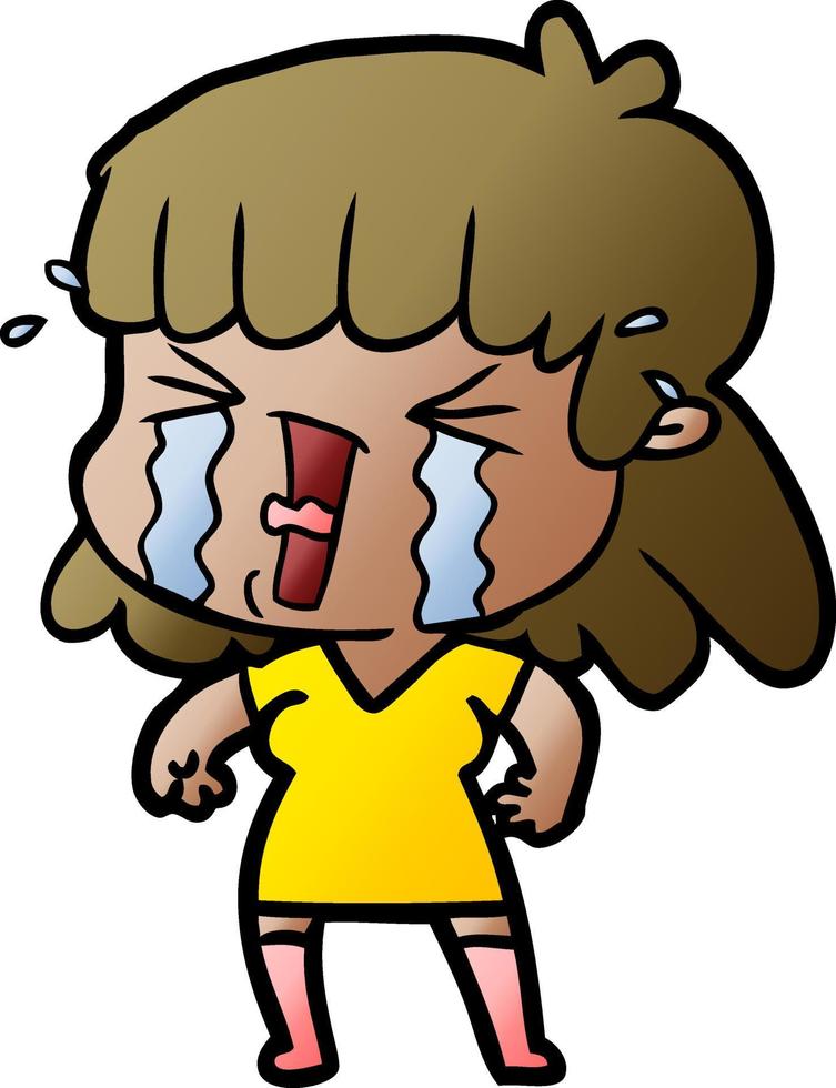 cartone animato donna nel lacrime vettore