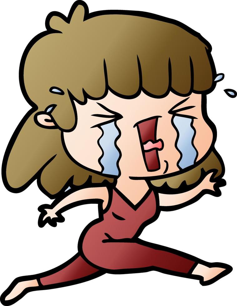 cartone animato donna nel lacrime vettore