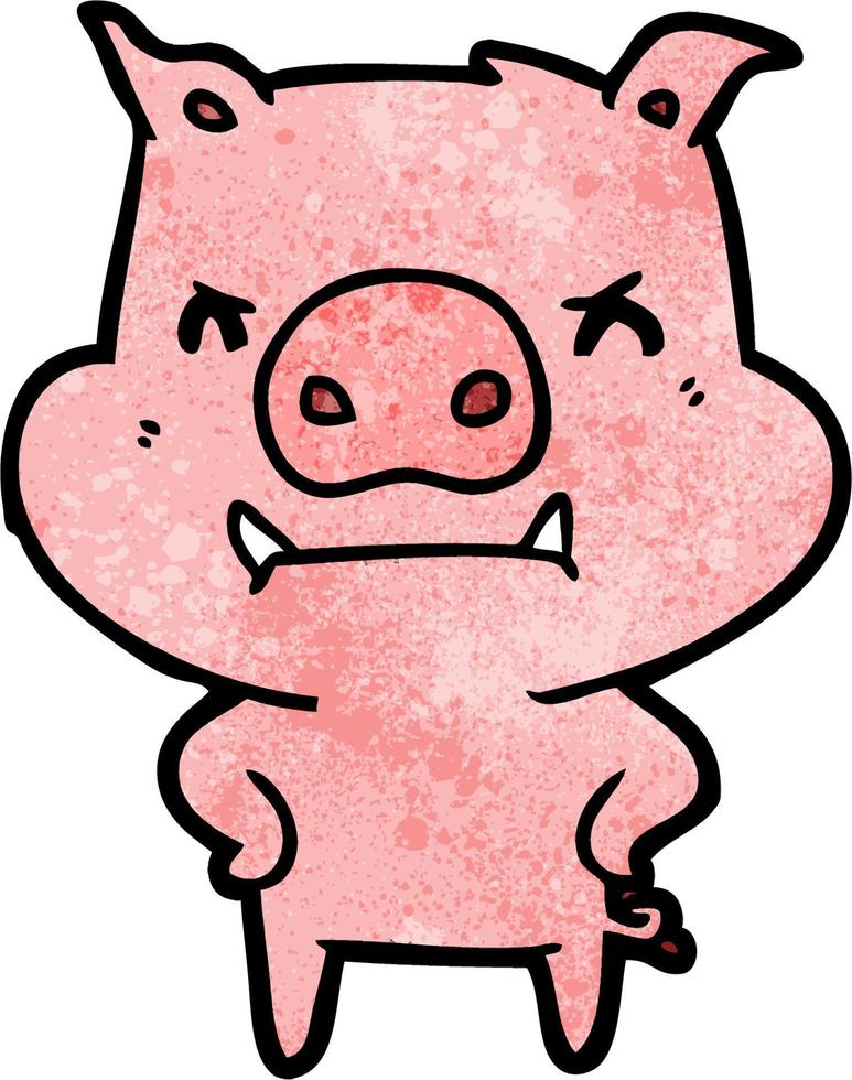 arrabbiato cartone animato maiale vettore