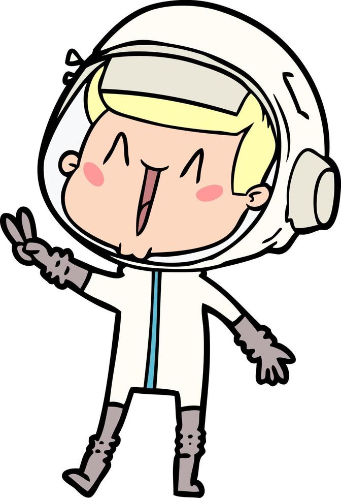 contento cartone animato astronauta dando pace cartello vettore