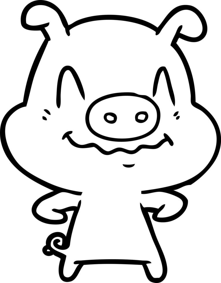 nervoso cartone animato maiale vettore