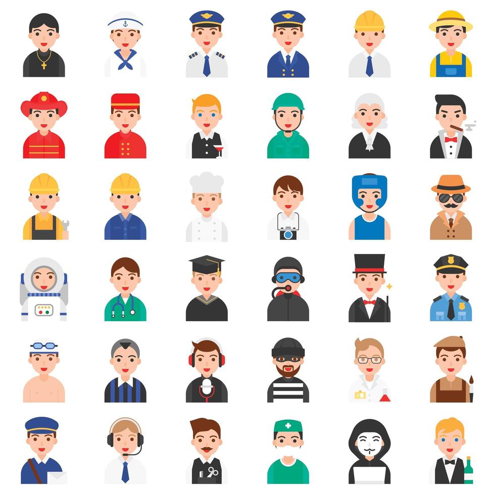 set di icone relative al lavoro maschile vettore