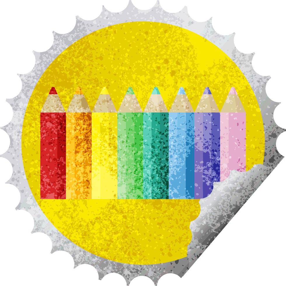 colore matite grafico vettore illustrazione il giro etichetta francobollo