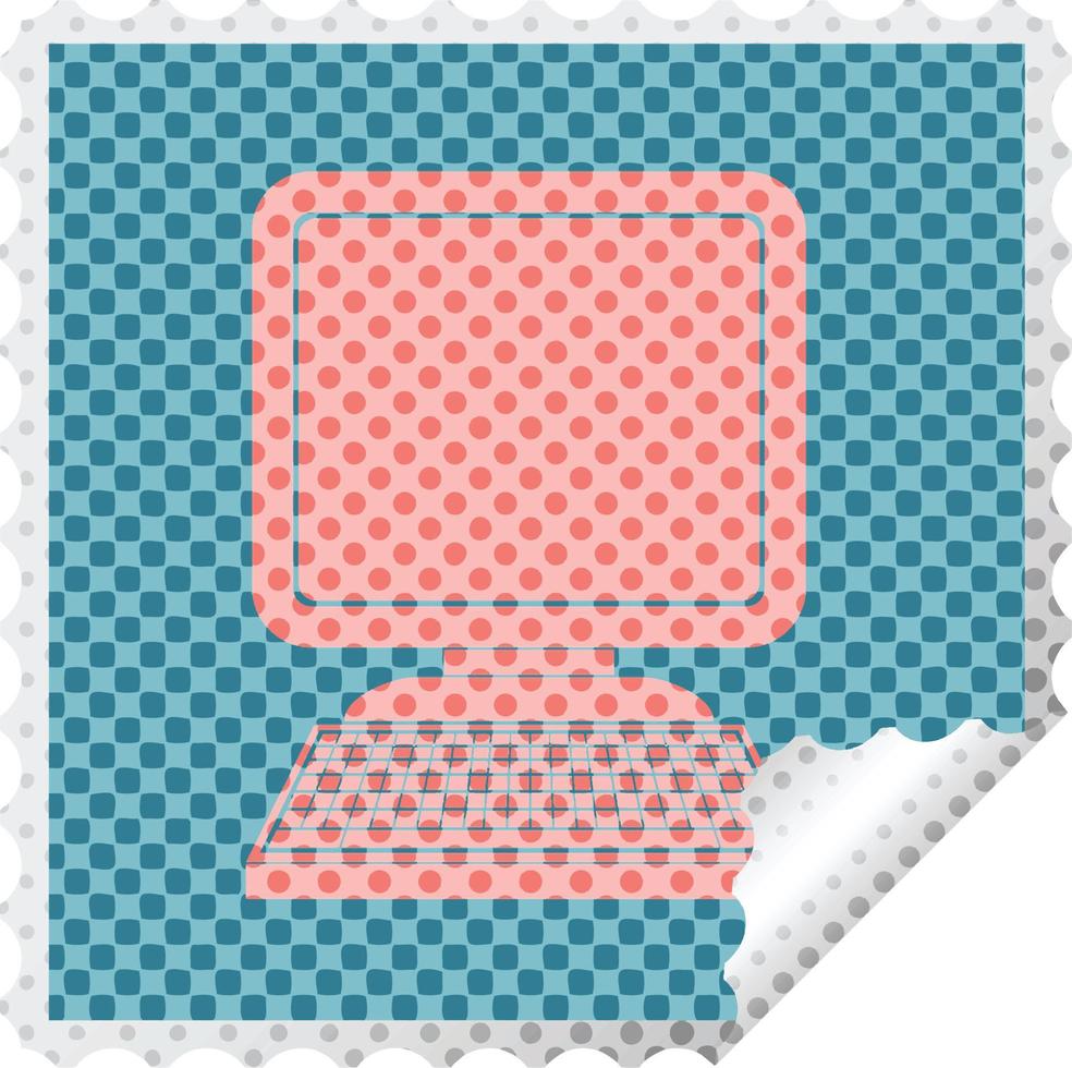 computer icona piazza peeling etichetta vettore illustrazione