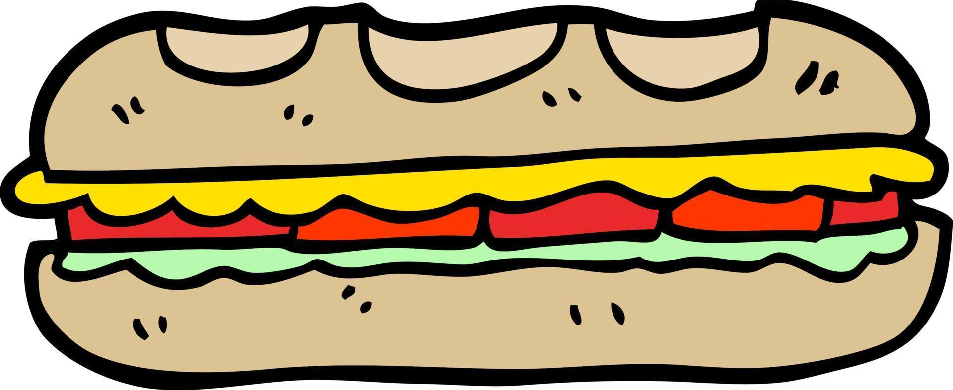 mano disegnato scarabocchio stile cartone animato gustoso Sandwich vettore