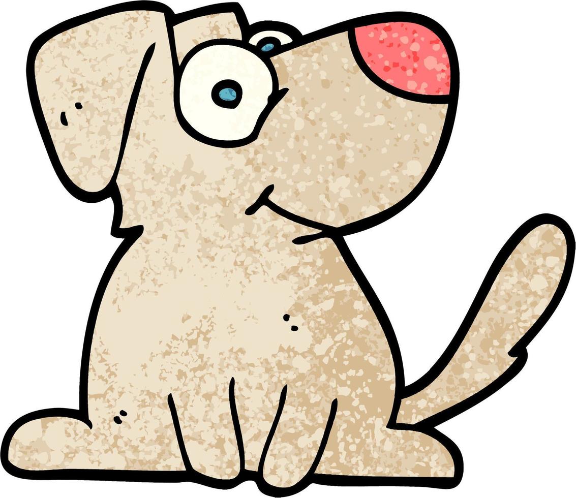 grunge strutturato illustrazione cartone animato contento cane vettore