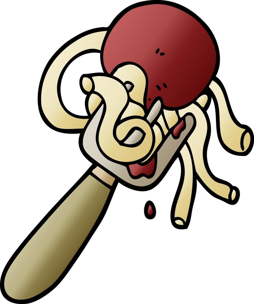 vettore pendenza illustrazione cartone animato spaghetti e Polpette su forchetta
