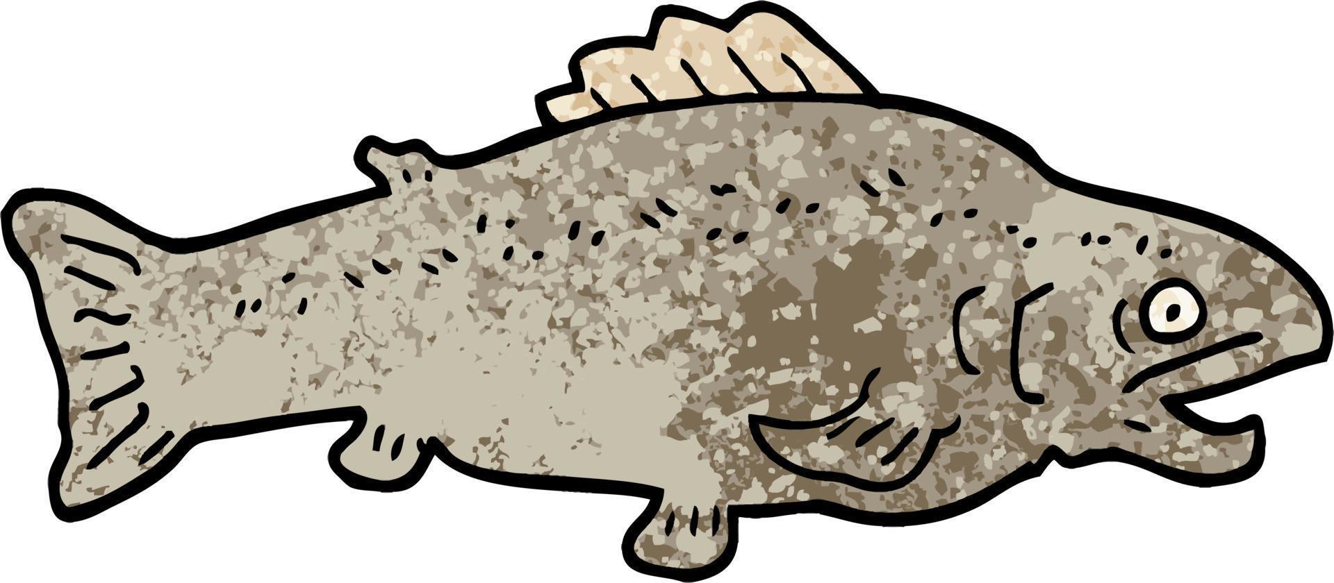grunge strutturato illustrazione cartone animato grande pesce vettore