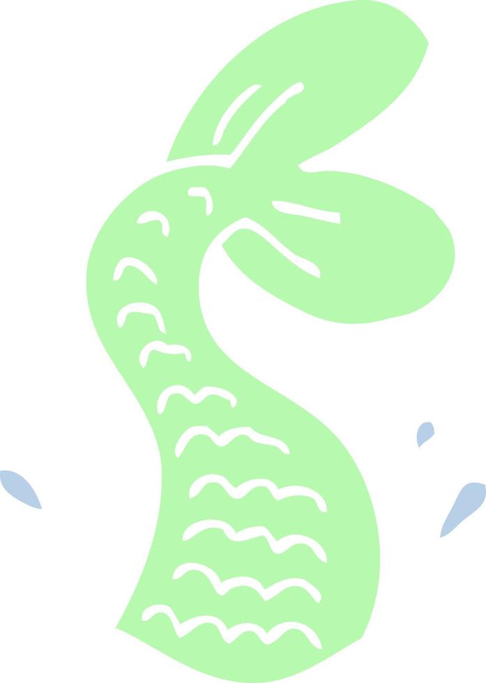 piatto colore illustrazione cartone animato sirena coda vettore