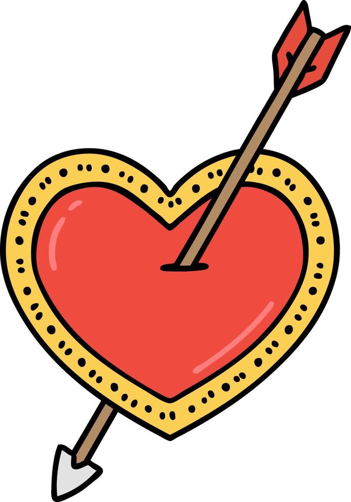 tradizionale tatuaggio di un freccia e cuore vettore