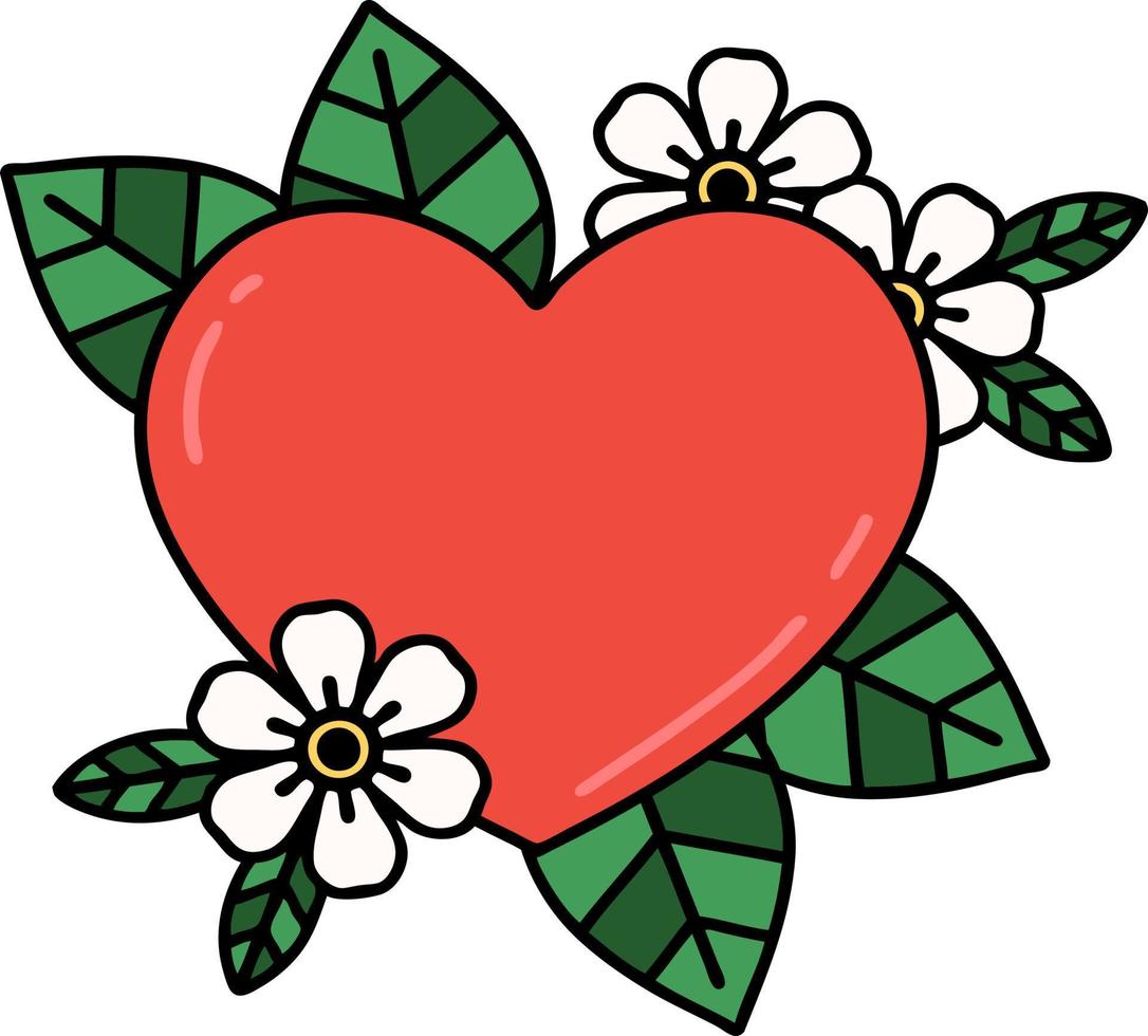tradizionale tatuaggio di un' botanico cuore vettore