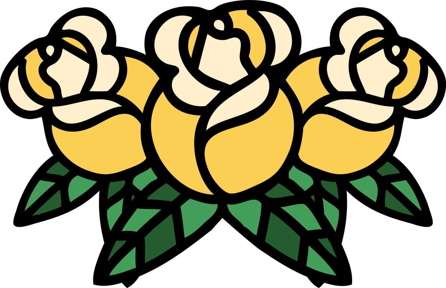 tradizionale tatuaggio di un' mazzo di fiori vettore