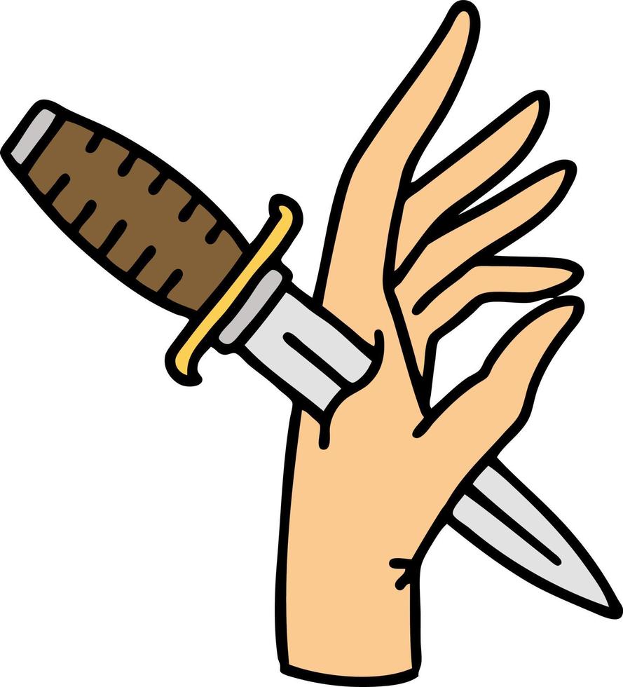 tradizionale tatuaggio di un' pugnale nel il mano vettore