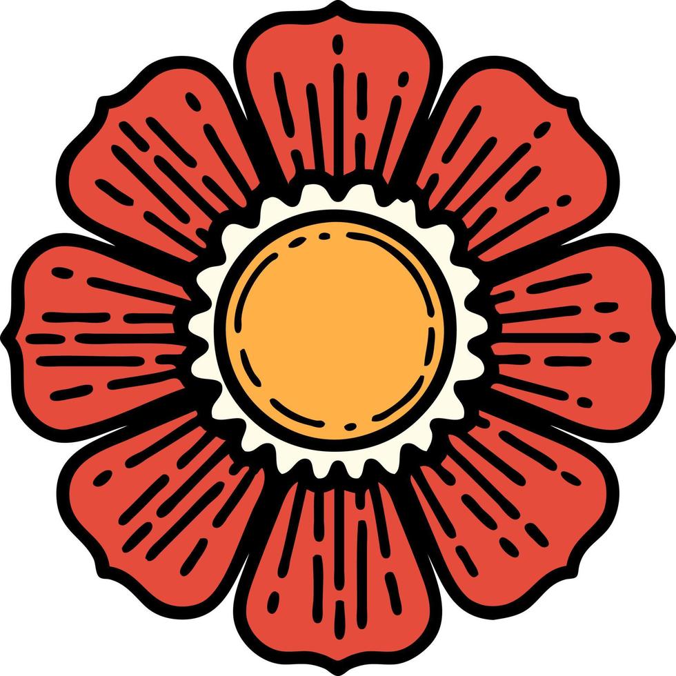 tradizionale tatuaggio di un' fiore vettore