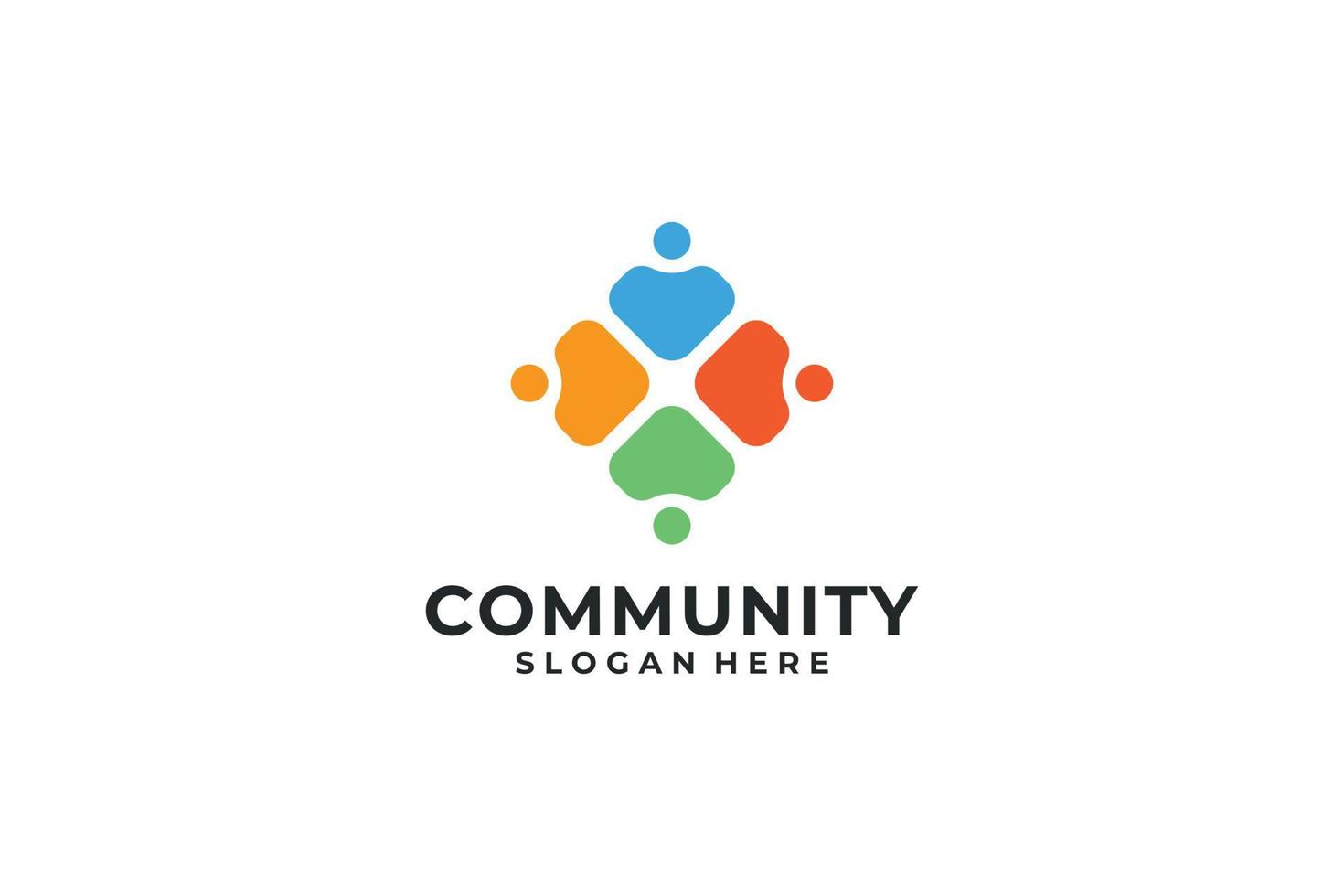 Comunità lavoro di squadra creativo colorato logo design vettore