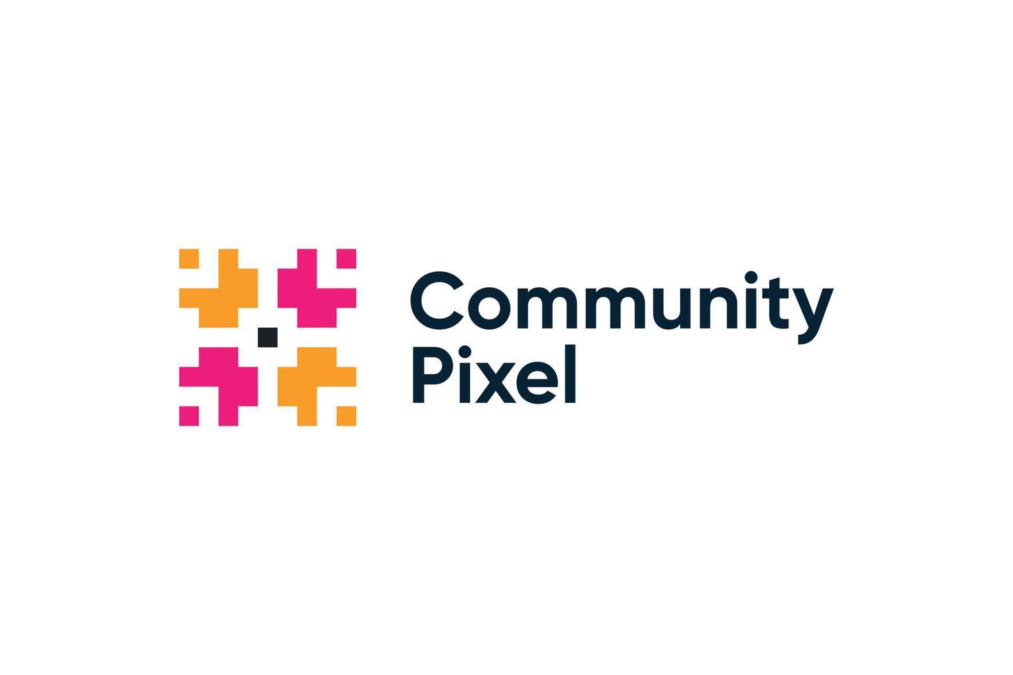 Comunità attività commerciale azienda logo con pixel stile vettore