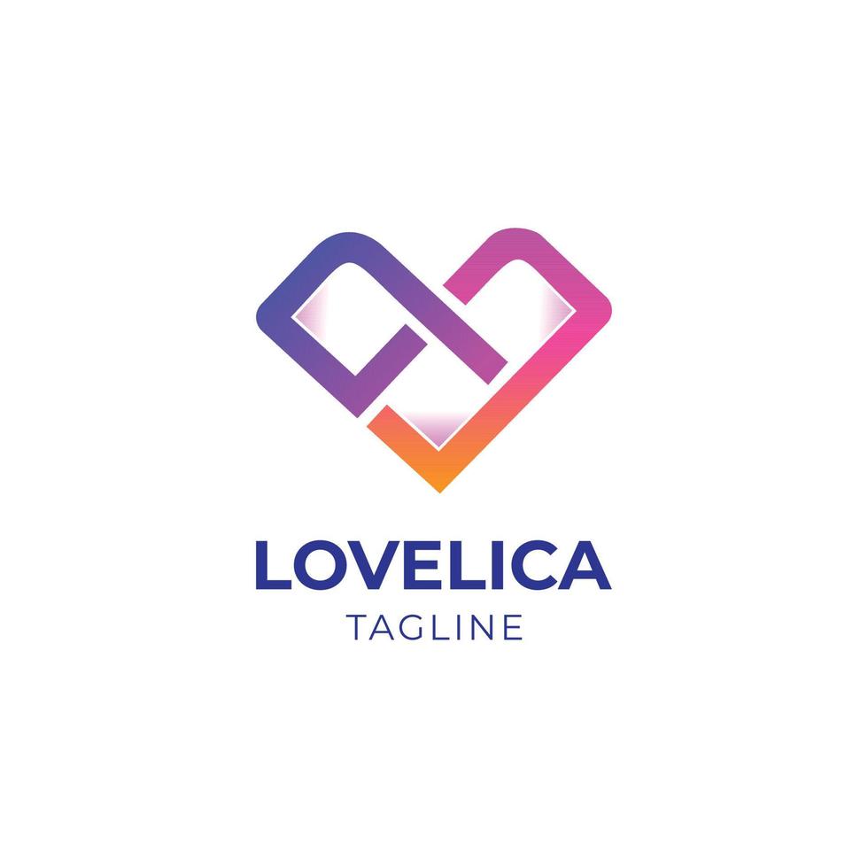 moderno semplice astratto cuore forma logo design modello vettore