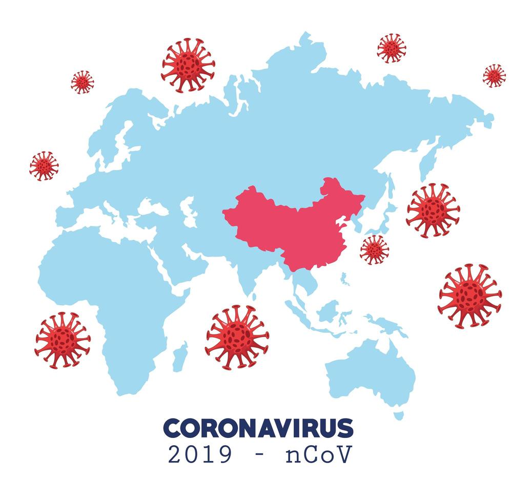 infografica di coronavirus con mappa del mondo vettore