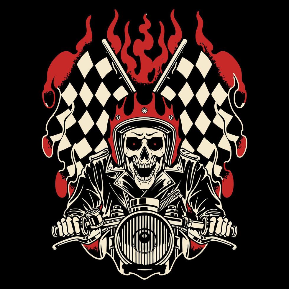 Vintage ▾ colorato motociclo emblemi impostato con iscrizioni Chiavi scheletro motociclista equitazione motocicletta cranio nel motociclista casco e occhiali con aquila Ali isolato vettore illustrazione