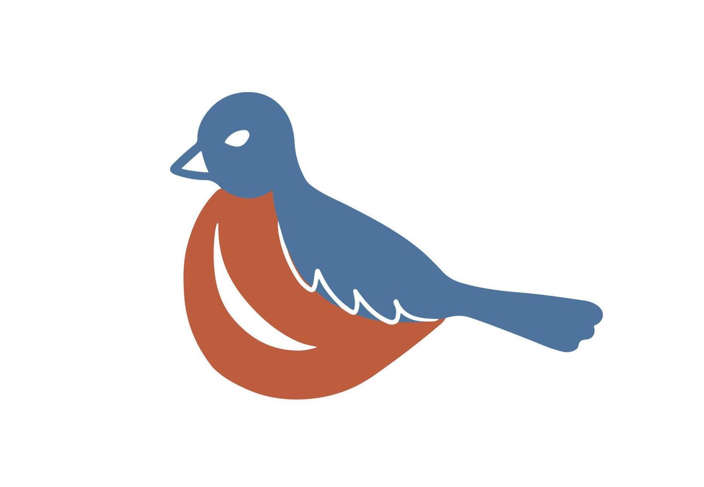 stilizzato vettore illustrazione di un' ciuffolotto, un' inverno uccello nel un' minimalista stile di blu e rosso, isolato su un' bianca sfondo