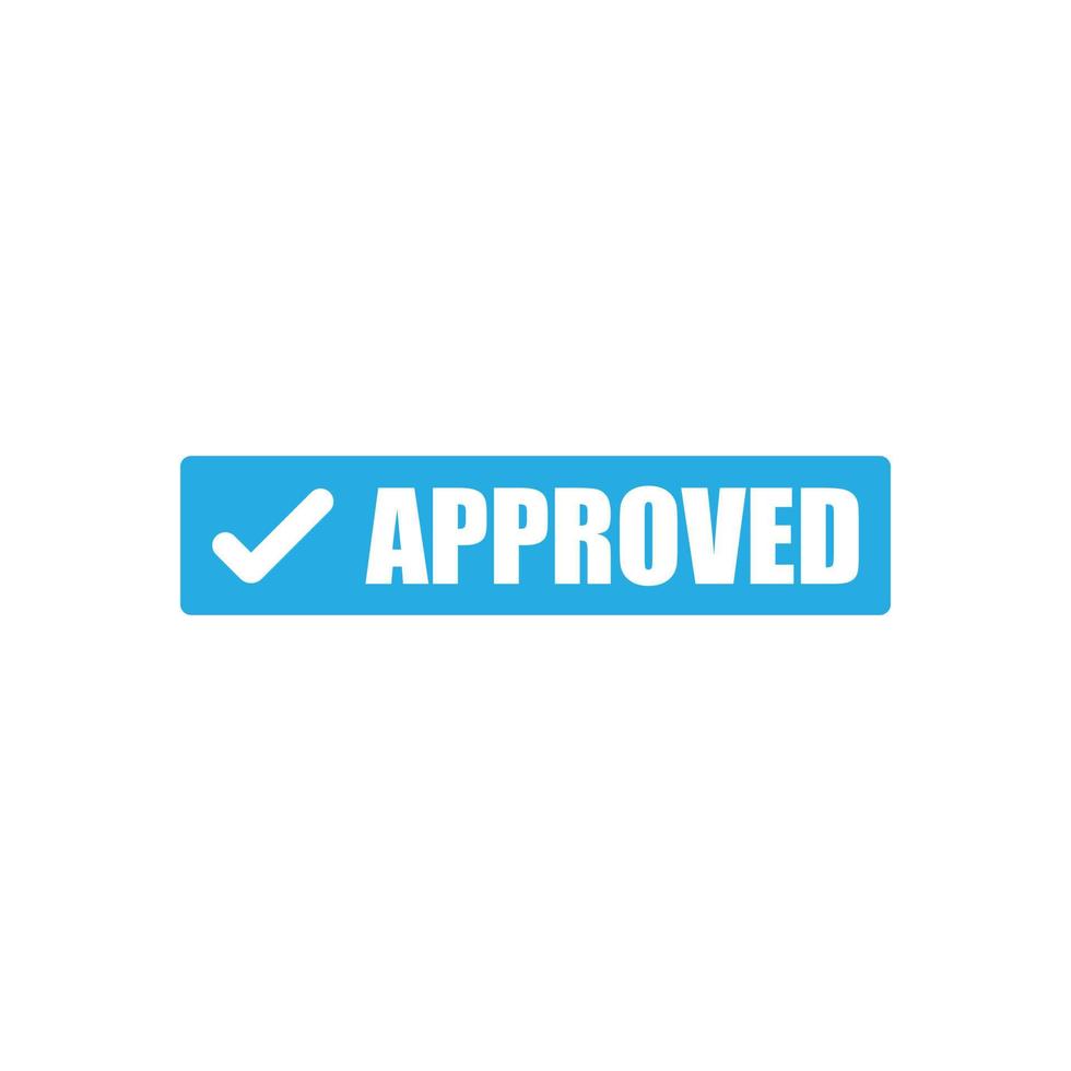 eps10 blu vettore approvato pulsante con segno di spunta icona isolato su bianca sfondo. approvato francobollo o foca simbolo nel un' semplice piatto di moda moderno stile per il tuo sito web disegno, logo, e mobile App