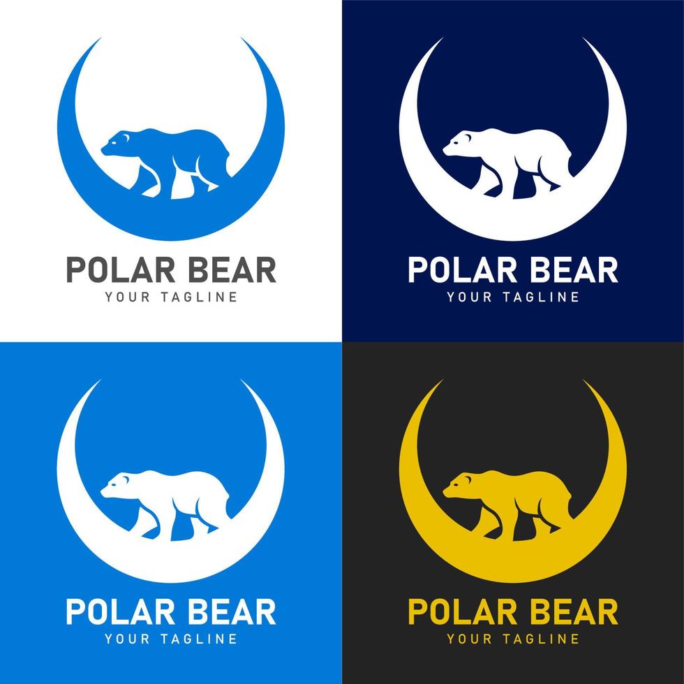 polare orso logo con mezzaluna Luna vettore