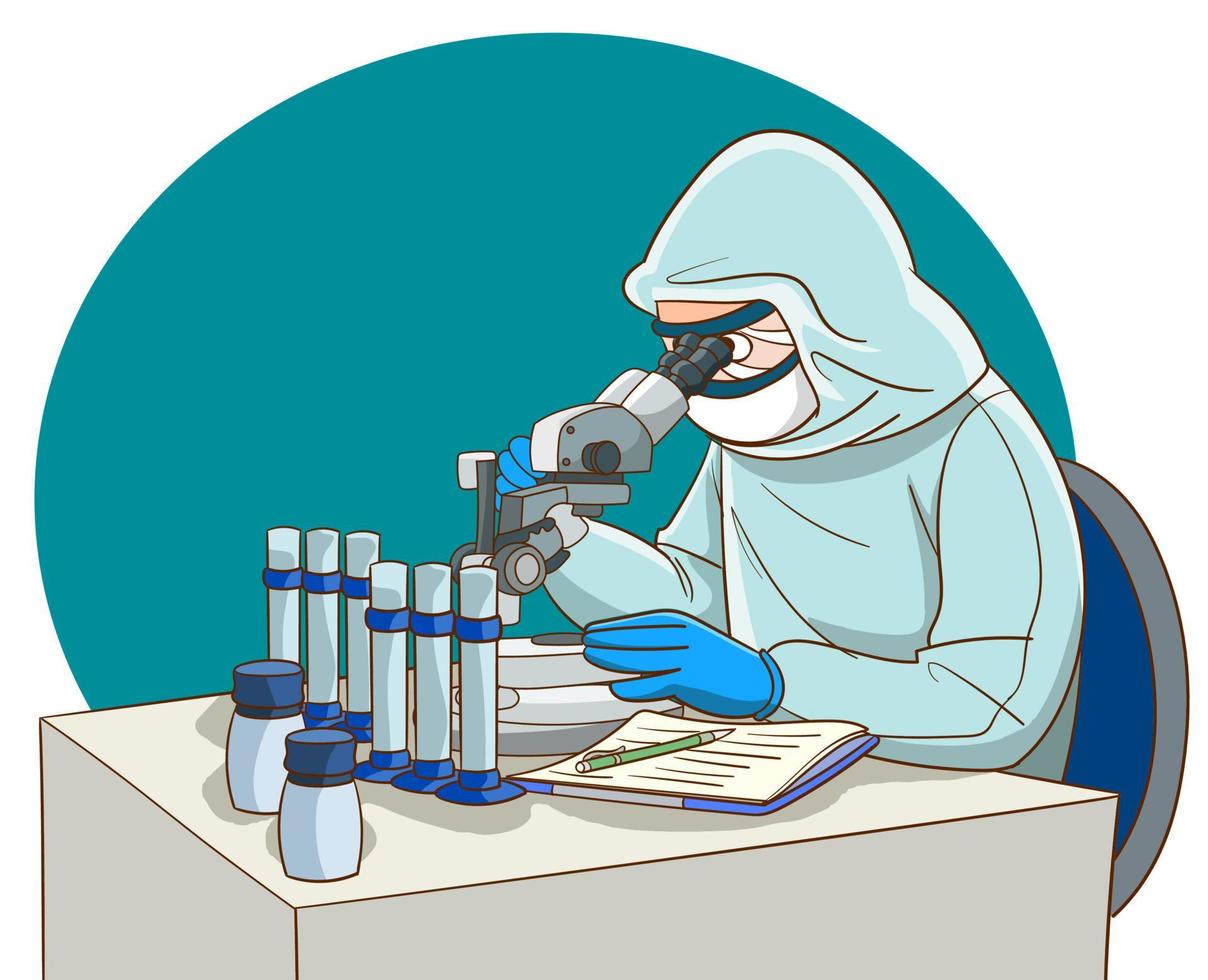 biotecnologia scienziato squadra fare ricerca nel laboratorio vettore illustrazione