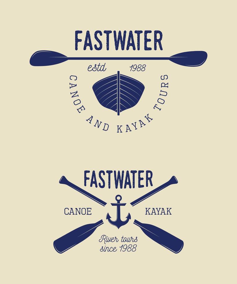 impostato di Vintage ▾ rafting logo, etichette e distintivi. vettore illustrazione
