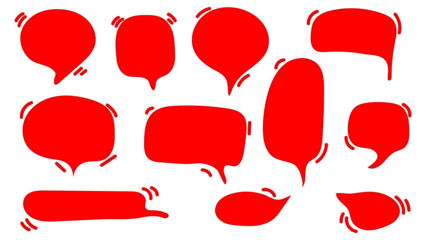 discorso bolla impostare. vuoto rosso cartone animato Chiacchierare scatola isolato su bianca sfondo vettore