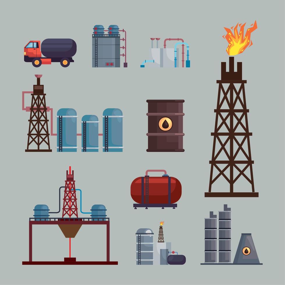 dieci icone di fracking vettore