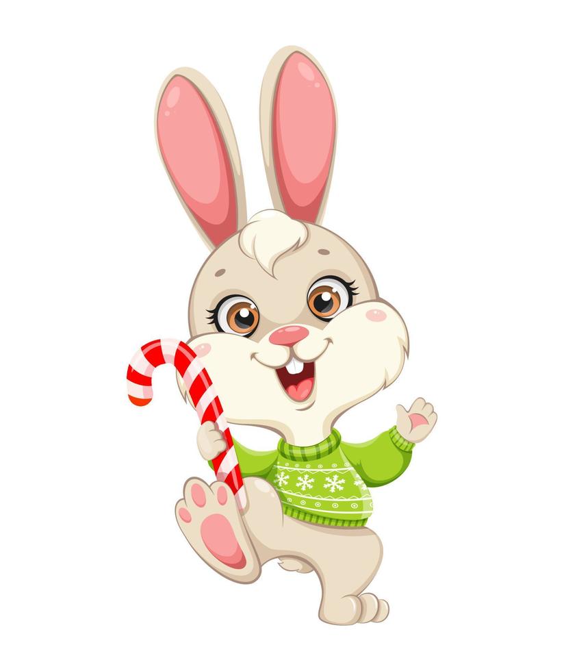 carino coniglio cartone animato carattere. divertente coniglietto vettore