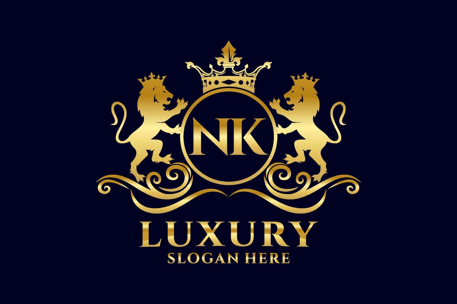 iniziale nk lettera Leone reale lusso logo modello nel vettore arte per lussuoso il branding progetti e altro vettore illustrazione.