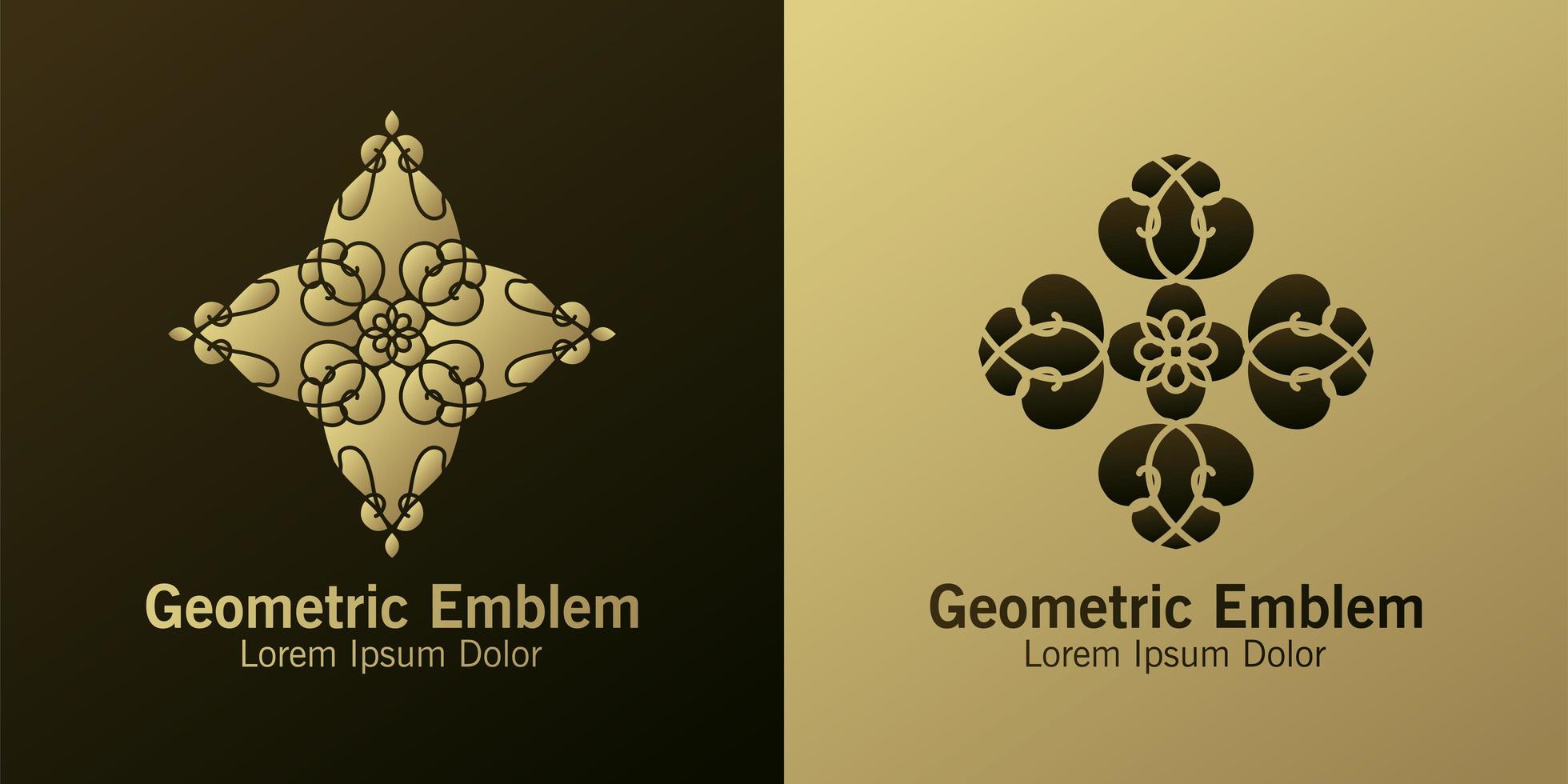 set di emblemi geometrici con diamanti marroni e oro vettore