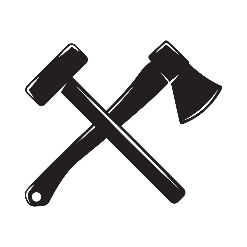 Vintage ▾ carpenteria parola di legno meccanico ascia grande martello attraversare. può essere Usato piace emblema, logo, distintivo, etichetta. marchio, manifesto o Stampa. monocromatico grafico arte. vettore illustrazione.