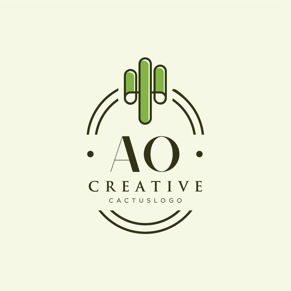 ao iniziale lettera verde cactus logo vettore
