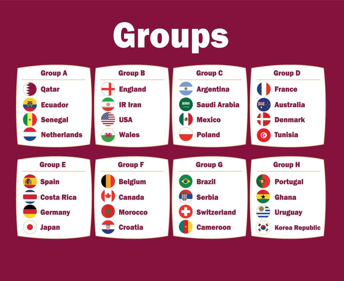 32 paesi bandiera emblema gruppi simbolo design calcio finale vettore paesi calcio squadre illustrazione