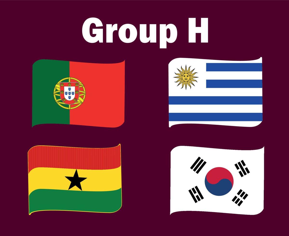 Portogallo Sud Corea Uruguay e Ghana bandiera nastro gruppo h simbolo design calcio finale vettore paesi calcio squadre illustrazione
