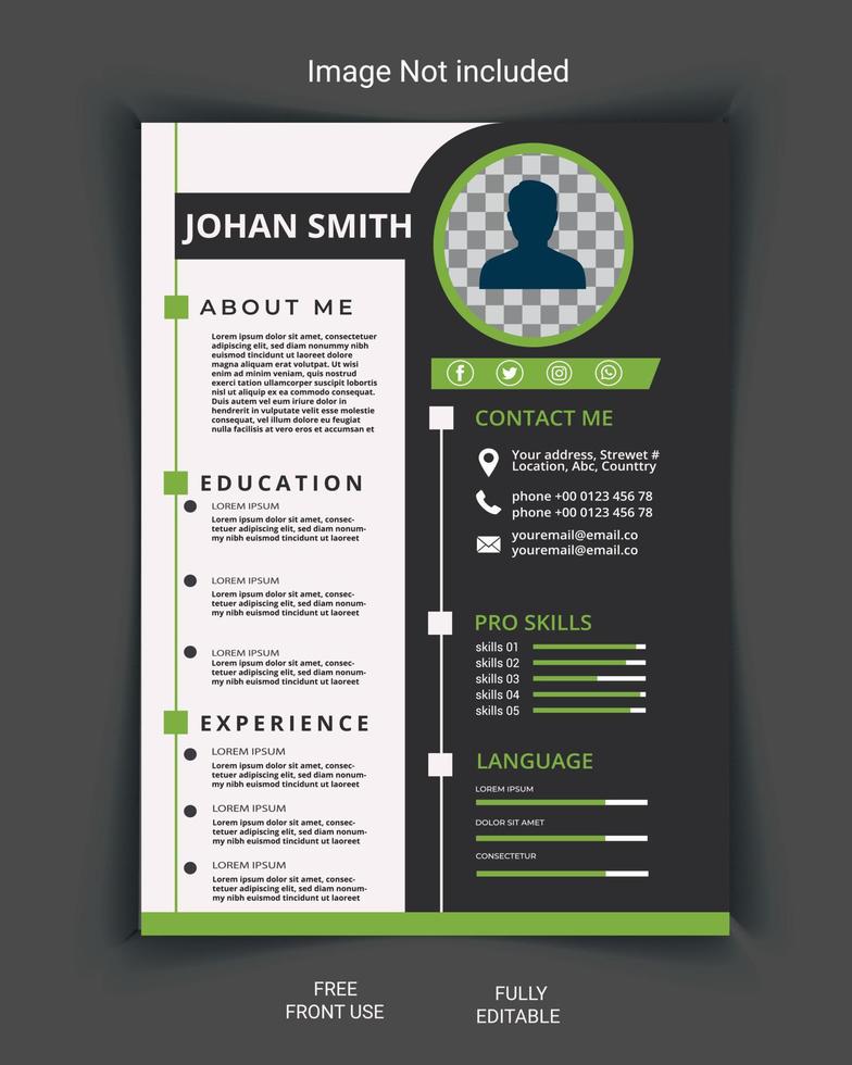 professionale CV curriculum vitae modello design e carta intestata nero e bianca copertina lettera e creativo vettore