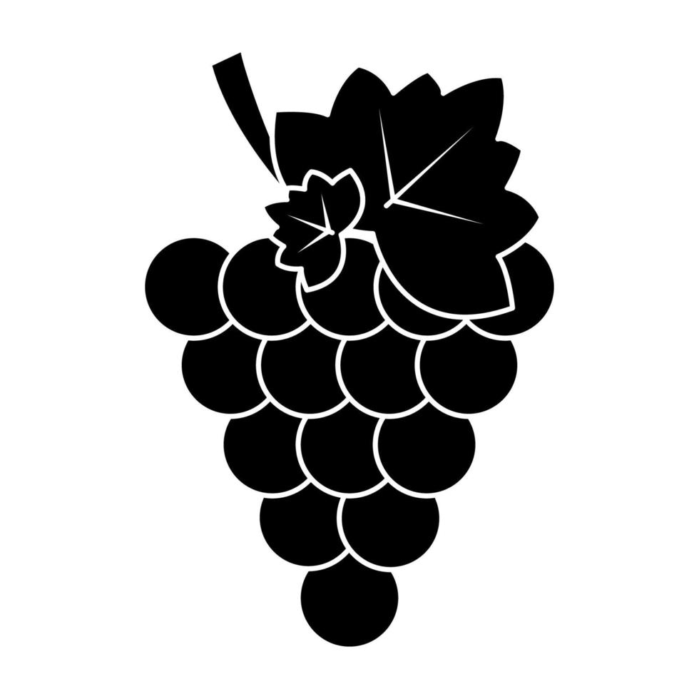 silhouette di un' uva con un' foglia. un' vite ramo . nero silhouette. vettore