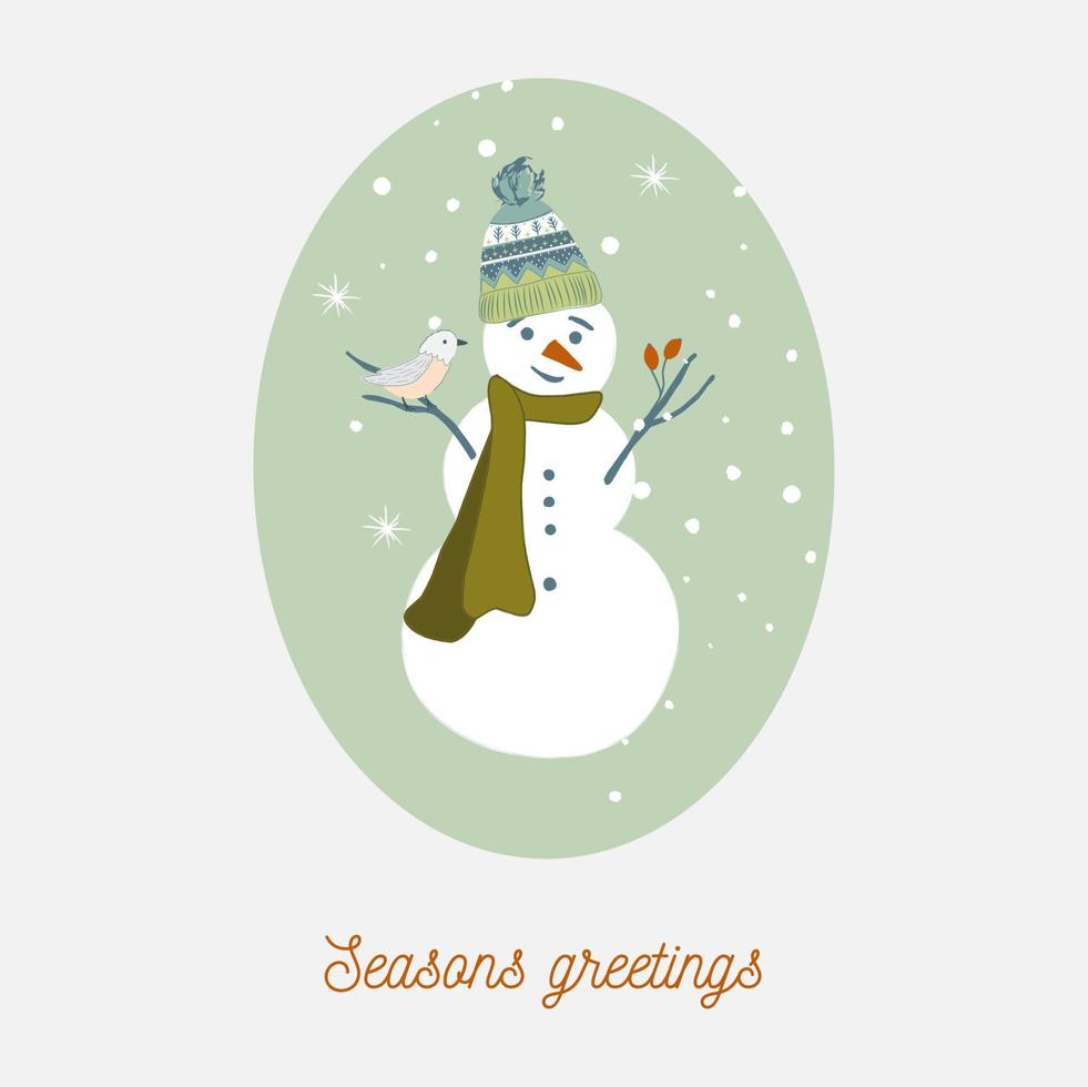 vettore illustrazione di pupazzo di neve indossare maglieria cappello e sciarpa. carino inverno decorazione. bene illustrazione per saluto carte.