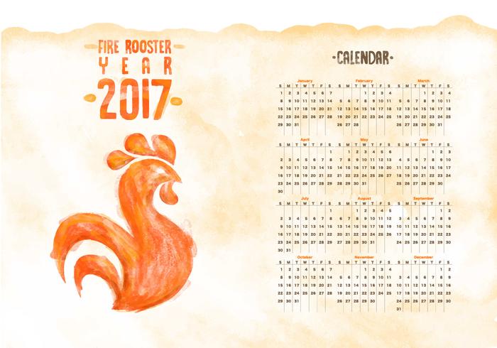 Vettore dell'acquerello di calendario 2017 gratis